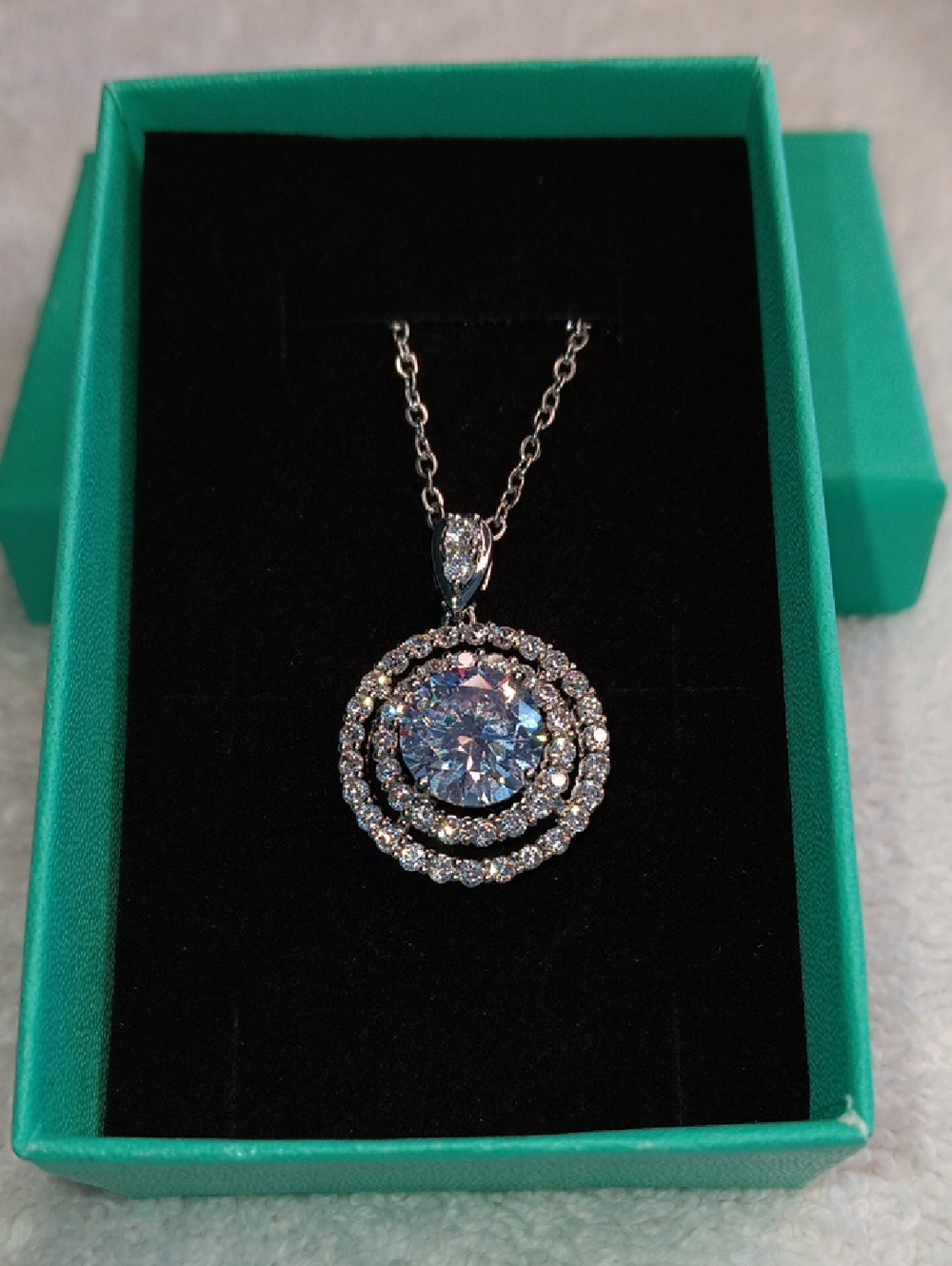 2 ct Center Moissanite Stone Silver Necklace 18"